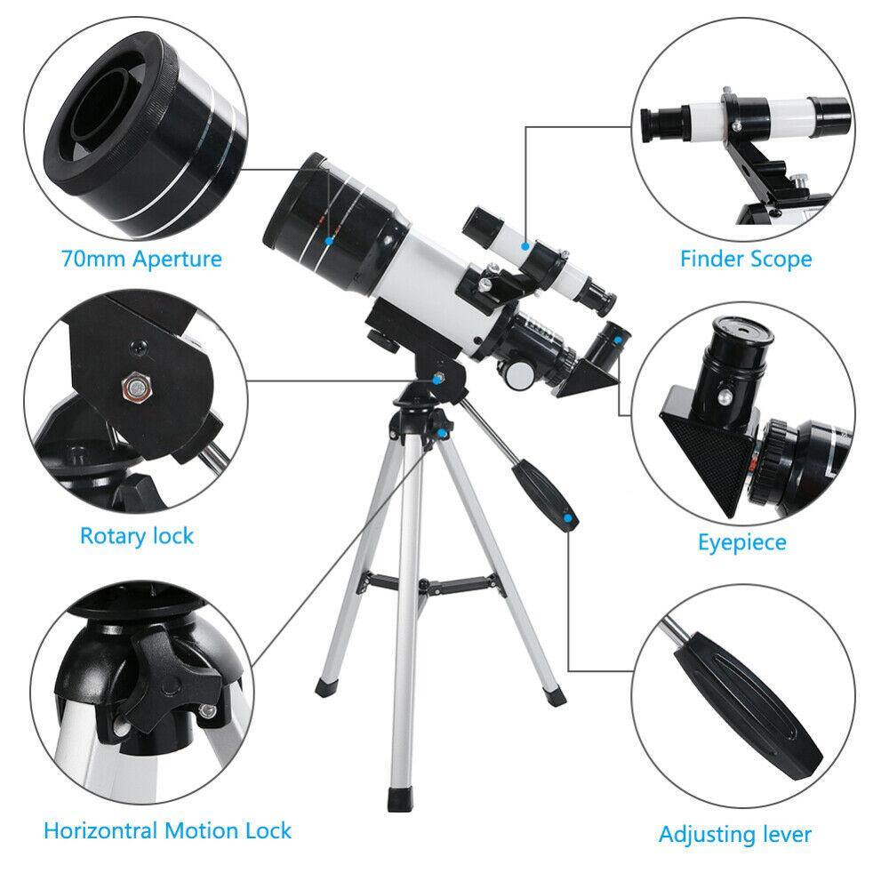 70mm Astronomical Refractor Telescope With Tripod - Until Times Up