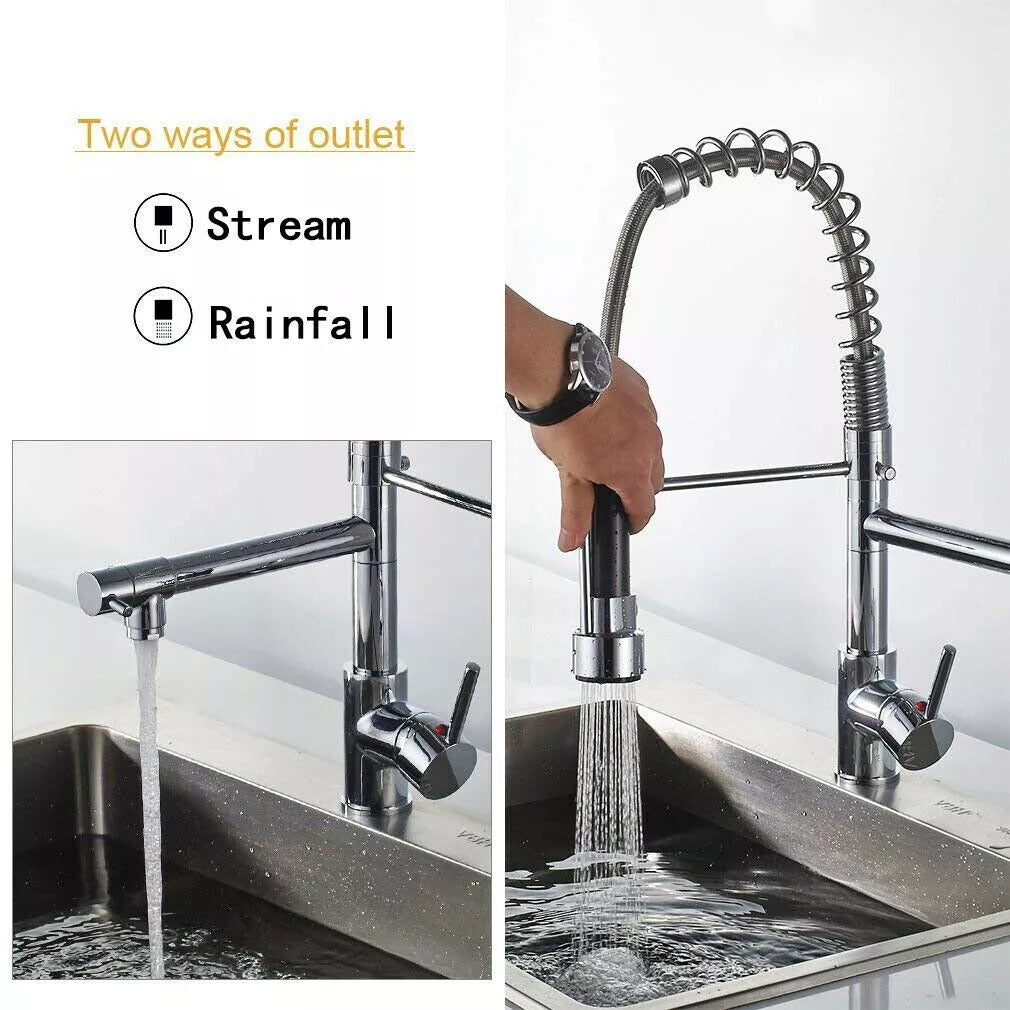Stainless Steel One Handle Kitchen Faucet With Spray Nozzle