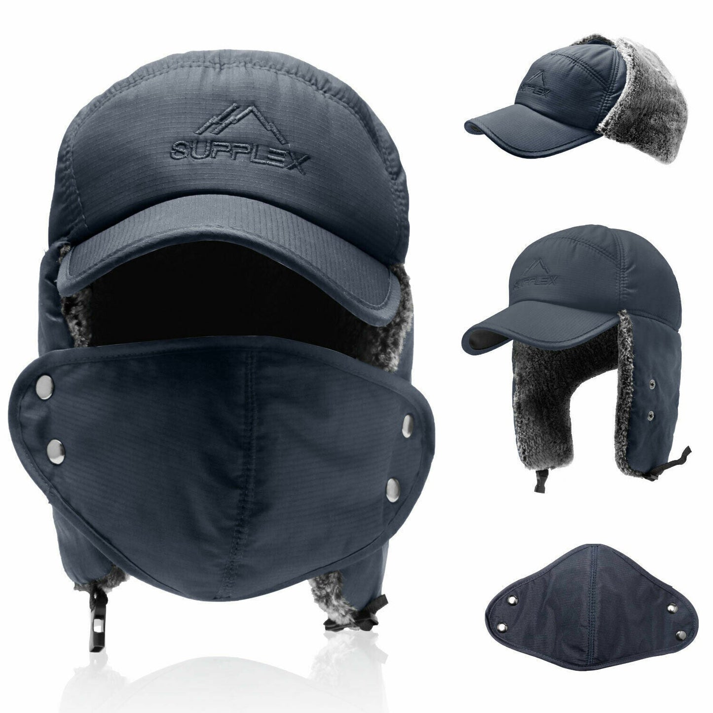 Warm Mens Snow Beanie Hat With Earflaps And Visor