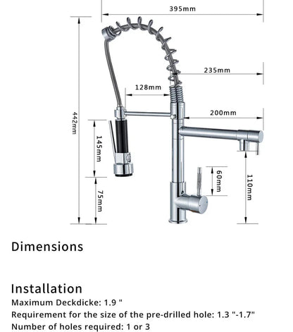 Stainless Steel One Handle Kitchen Faucet With Spray Nozzle