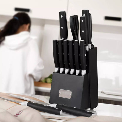 Complete Kitchen Knife Set with Sharpener Block - Pexav