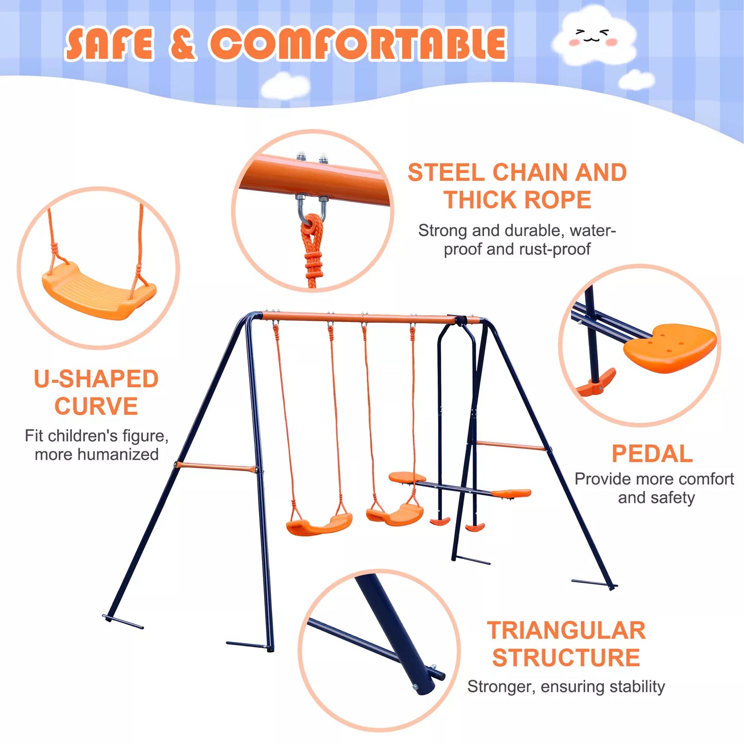 Durable Backyard Swing Play Equipment