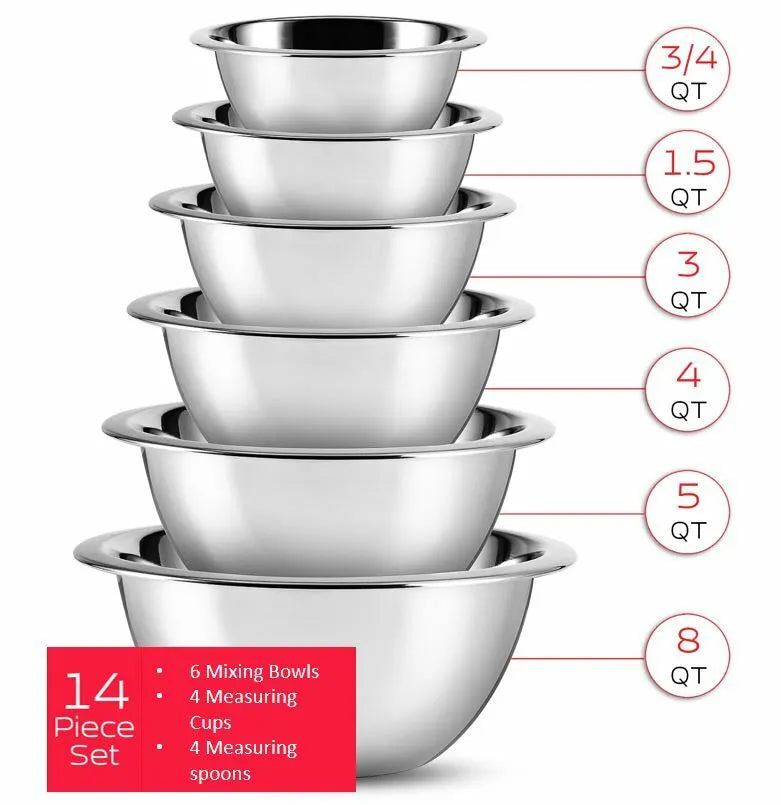 Stainless Steel Kitchen Mixing Bowl Set