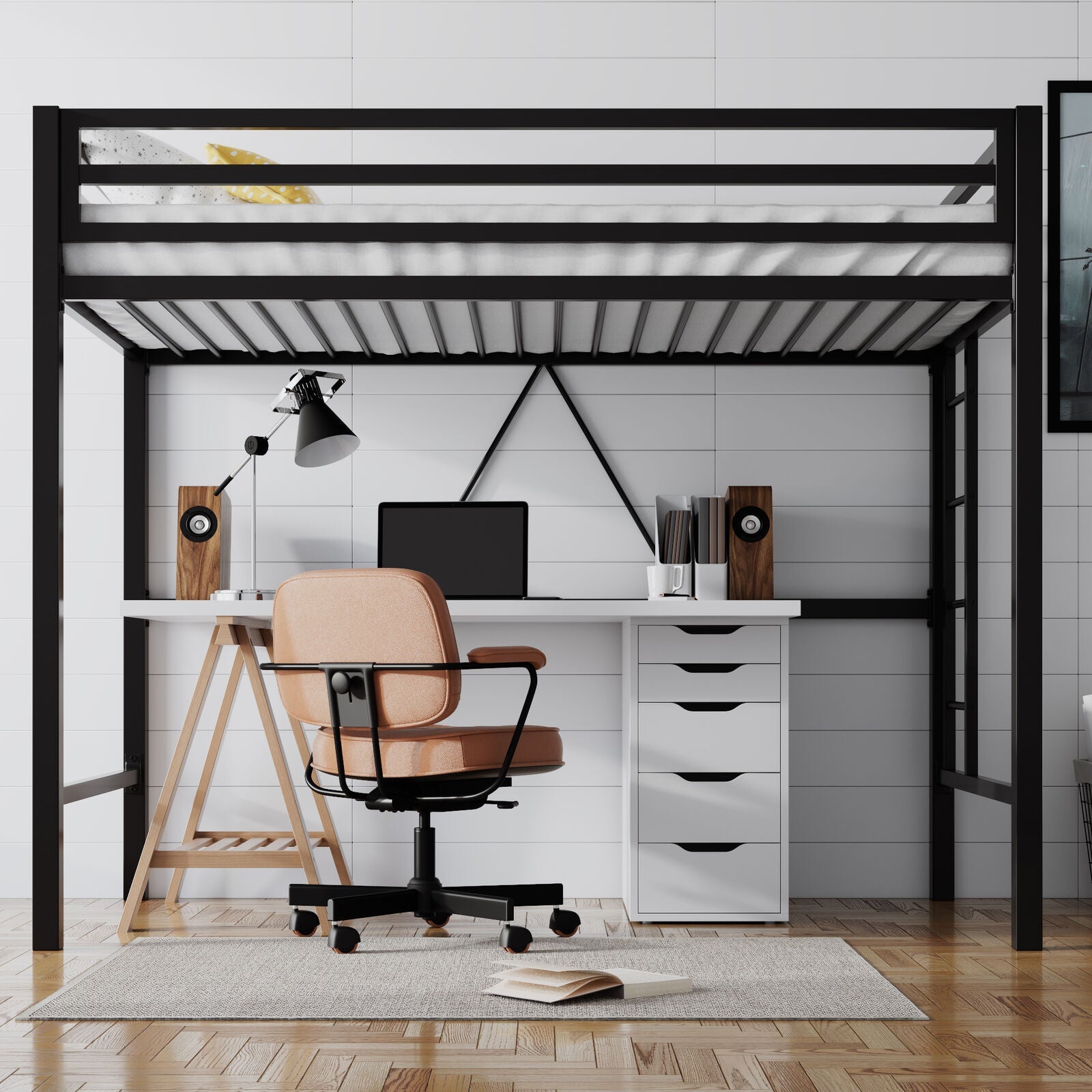 Space Saving Loft Bed Desk - Pexav