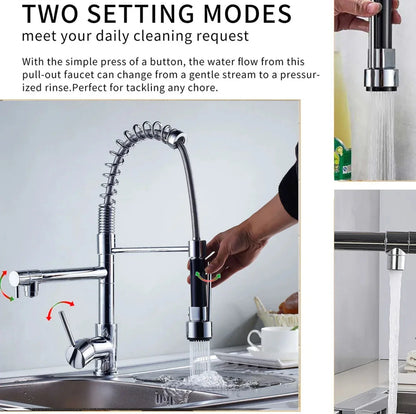 Stainless Steel One Handle Kitchen Faucet With Spray Nozzle