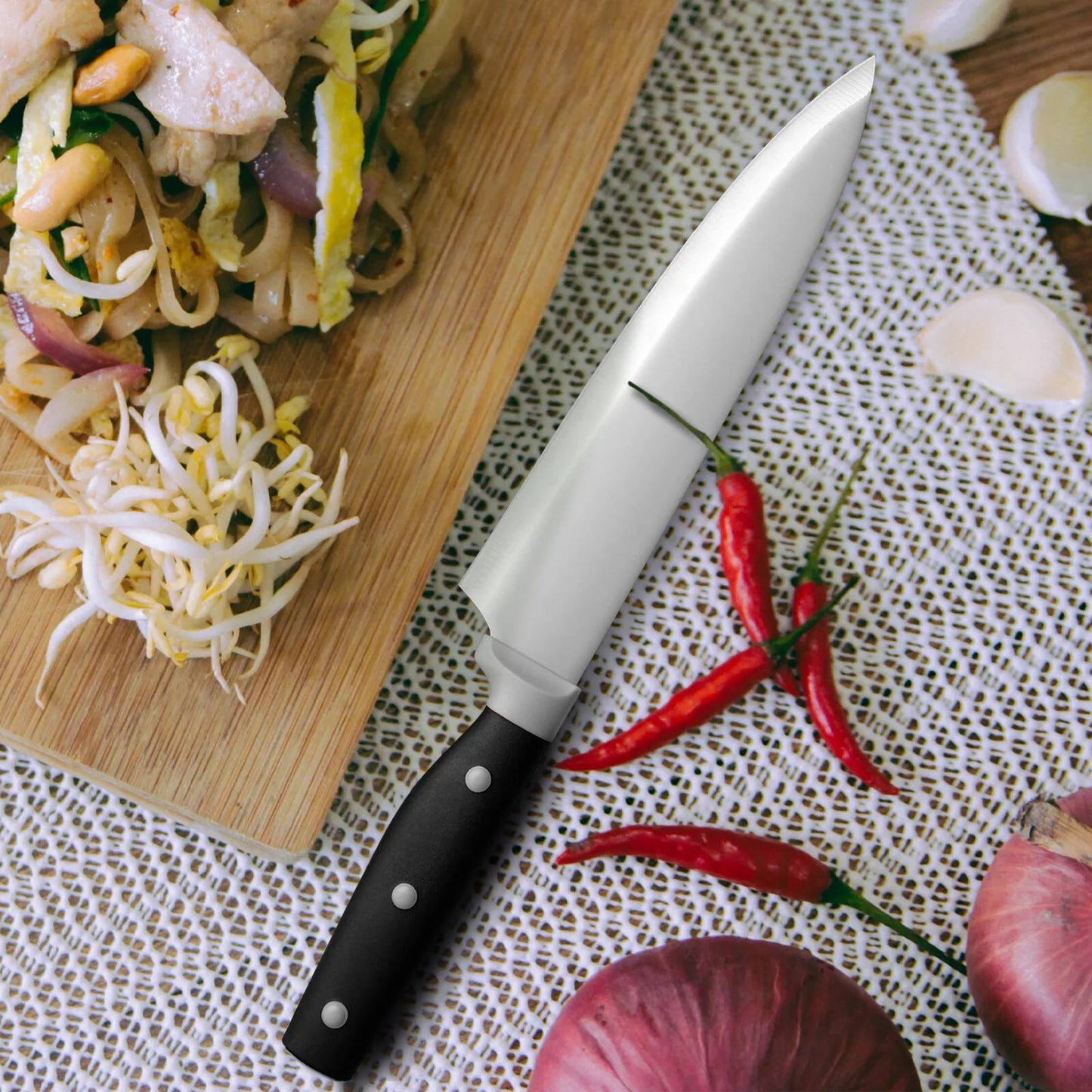 Complete Kitchen Knife Set with Sharpener Block