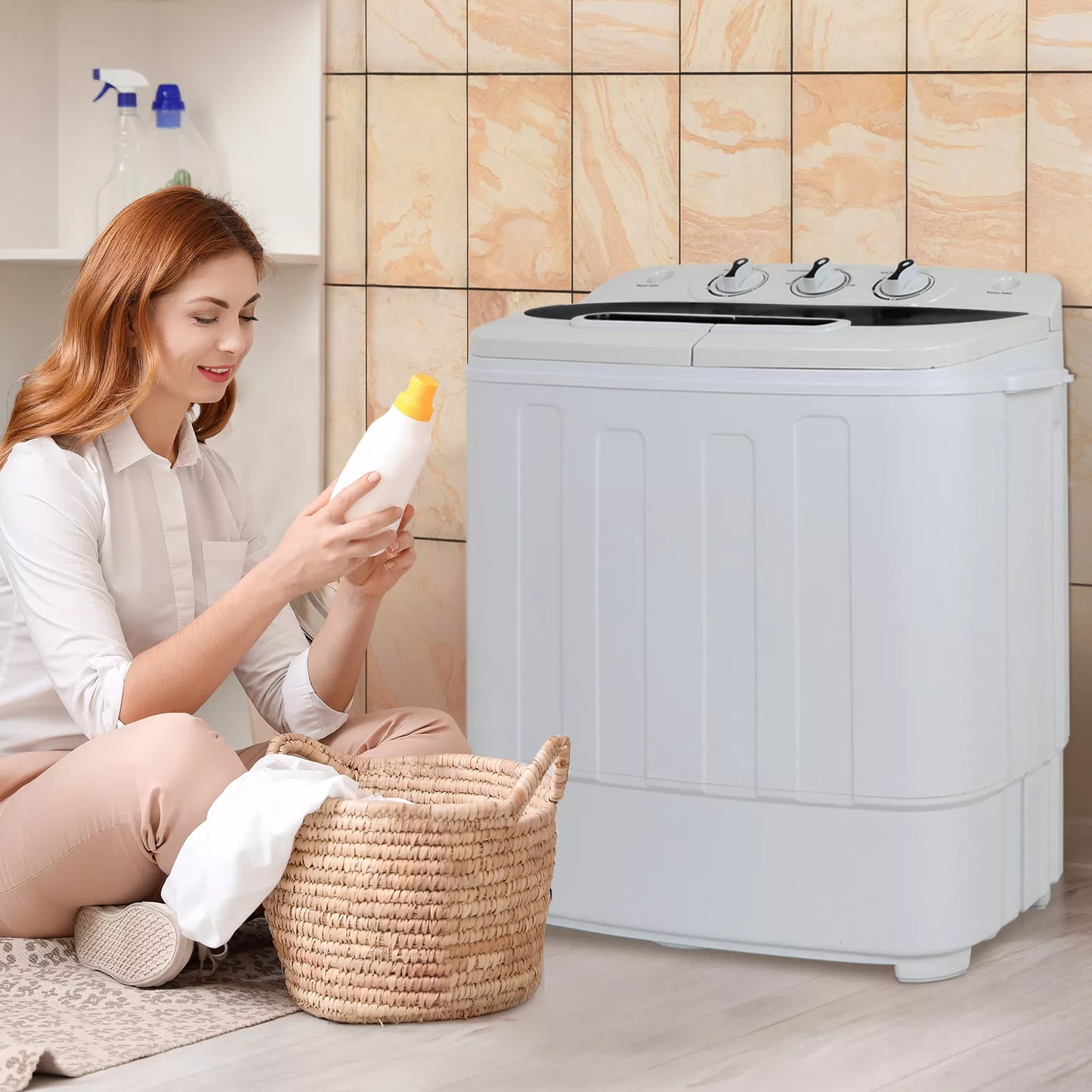 Compact Double Drum Portable Washer - Pexav