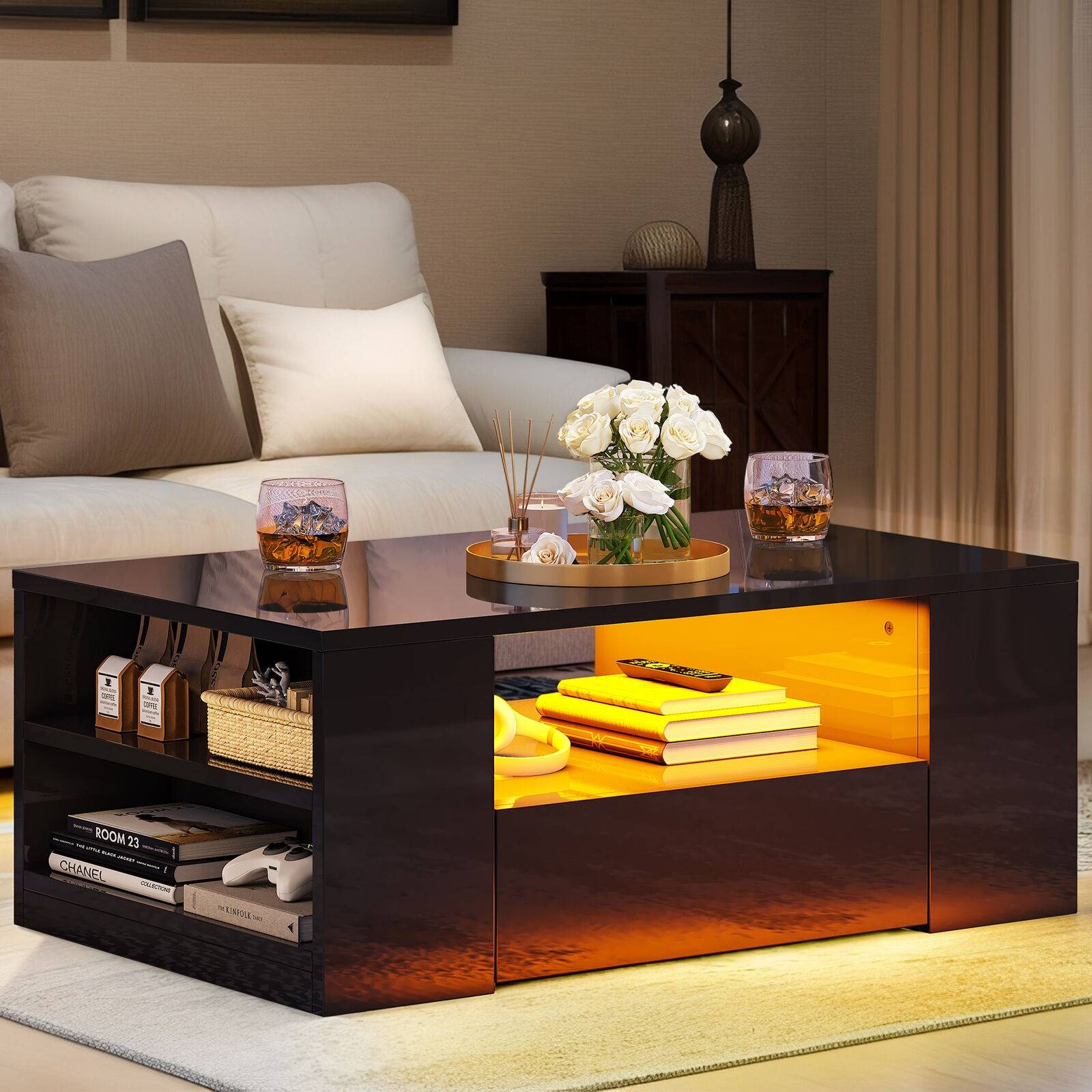 Stylish Low Wooden Living Table - Pexav