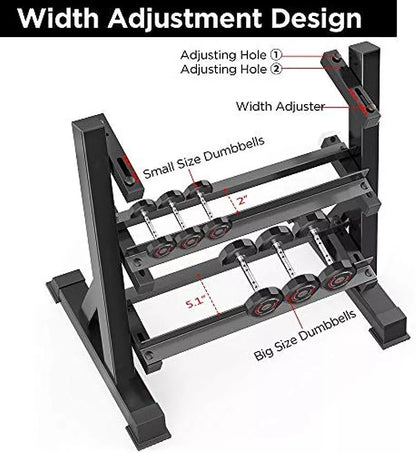 Space Saving 3-Level Dumbbell Holder Stand