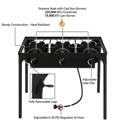 Compact Outdoor Gas Camping Stove Portable Grill Cooker