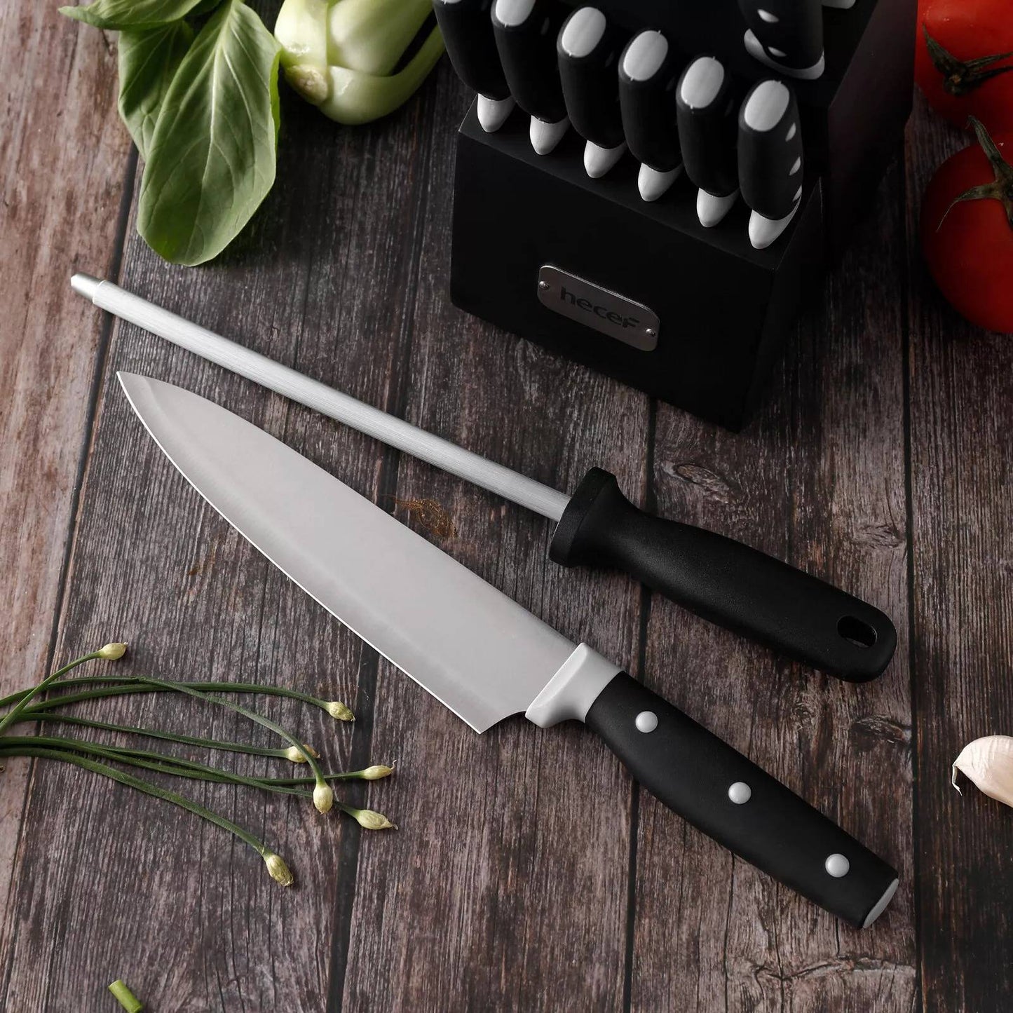 Complete Kitchen Knife Set with Sharpener Block