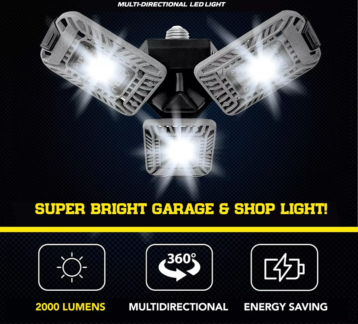 Bright 3 Panel LED Ceiling Light Fixture