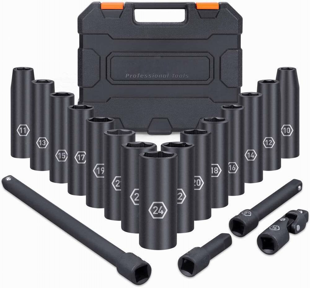 12-Piece Drive Socket Set with 19 Sockets - Pexav