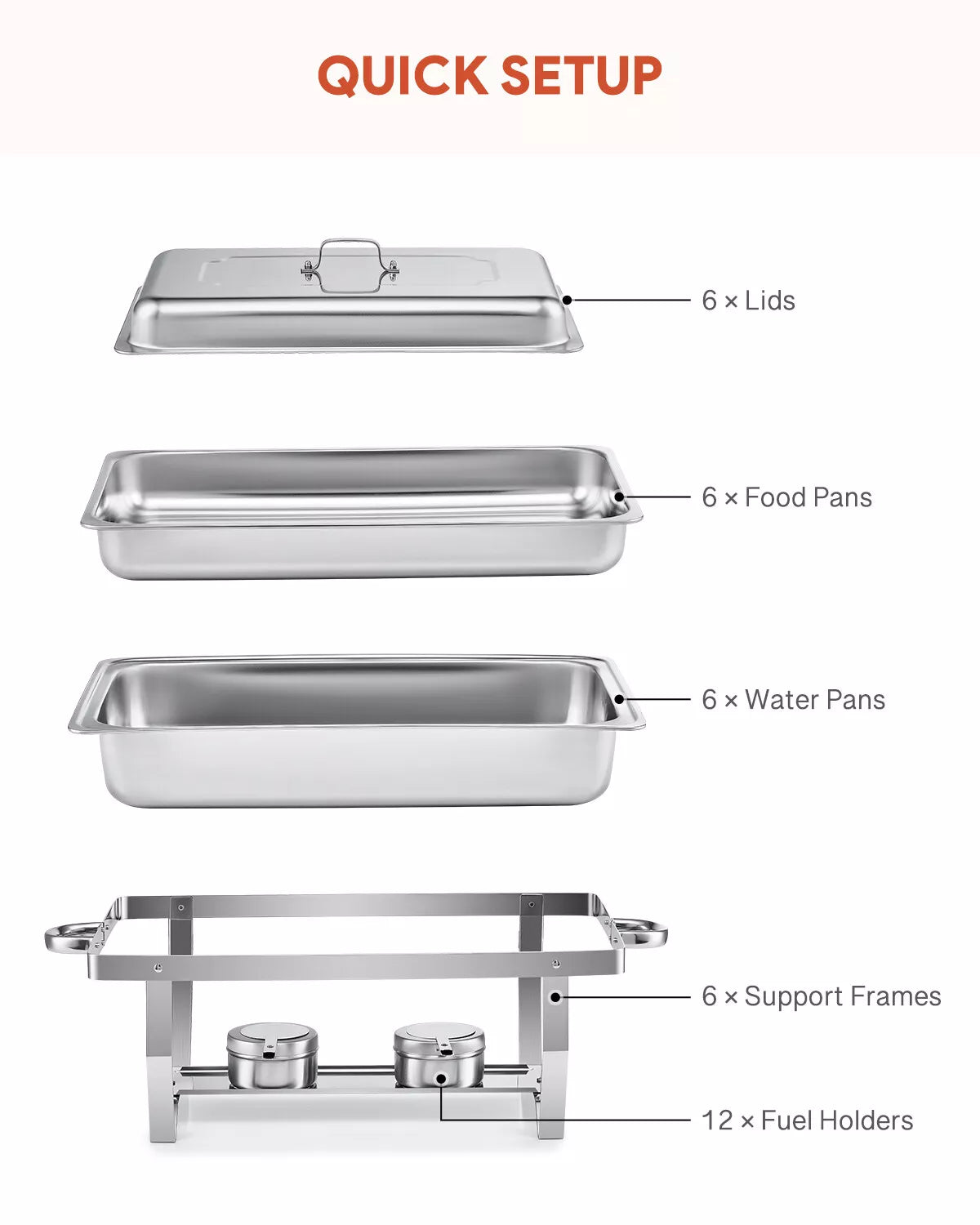 Compact 6 Piece Chafing Dish Set