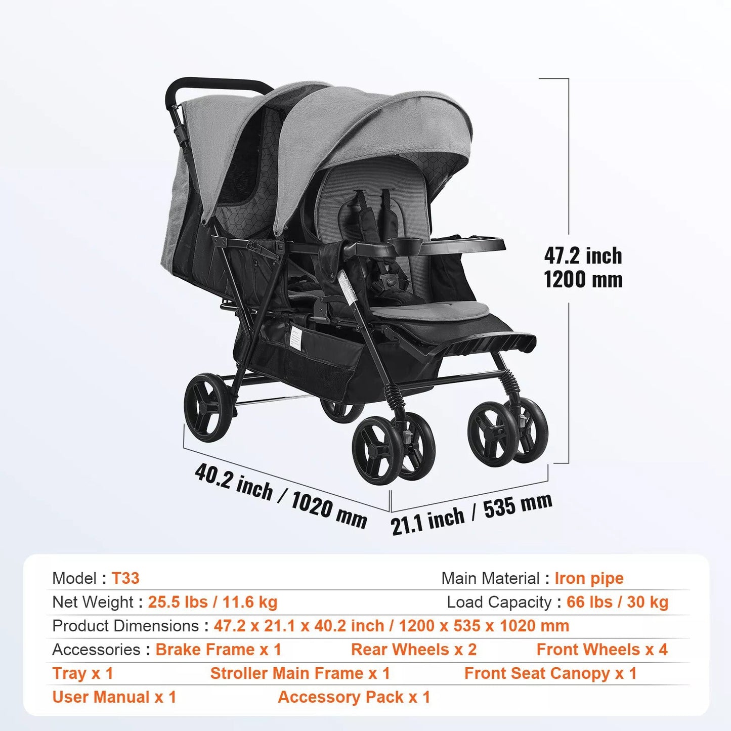 Compact Twin Baby Stroller