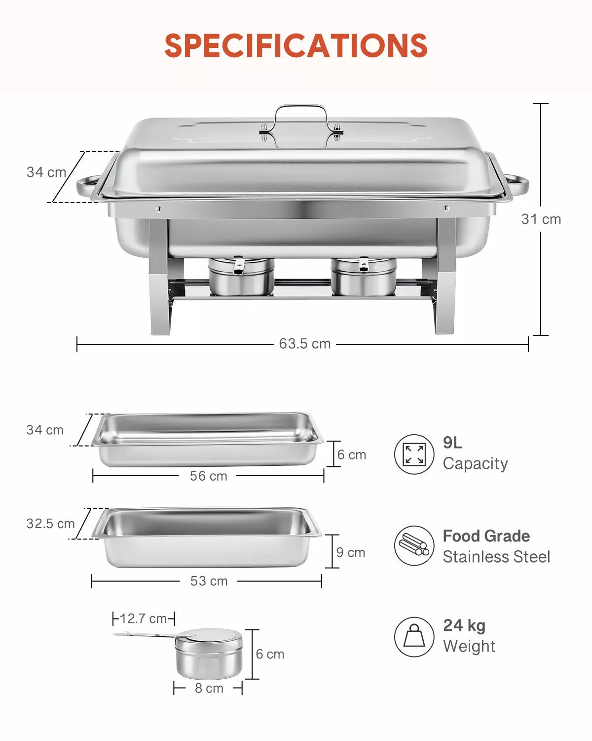 Compact 6 Piece Chafing Dish Set