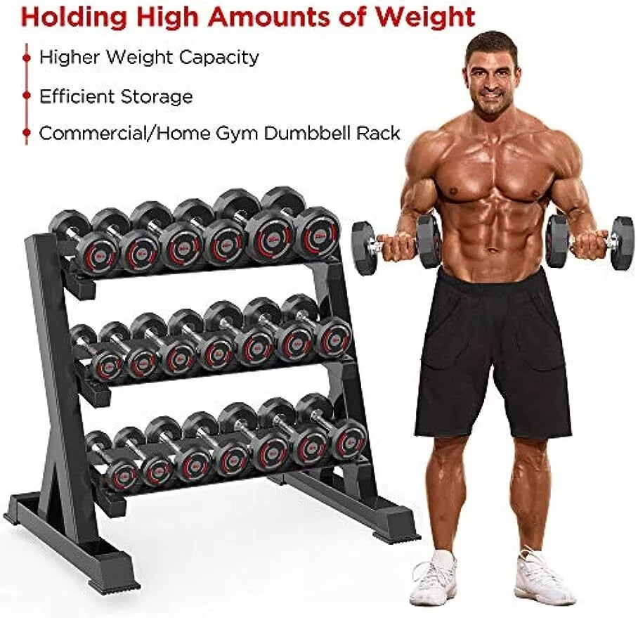 Space Saving 3-Level Dumbbell Holder Stand
