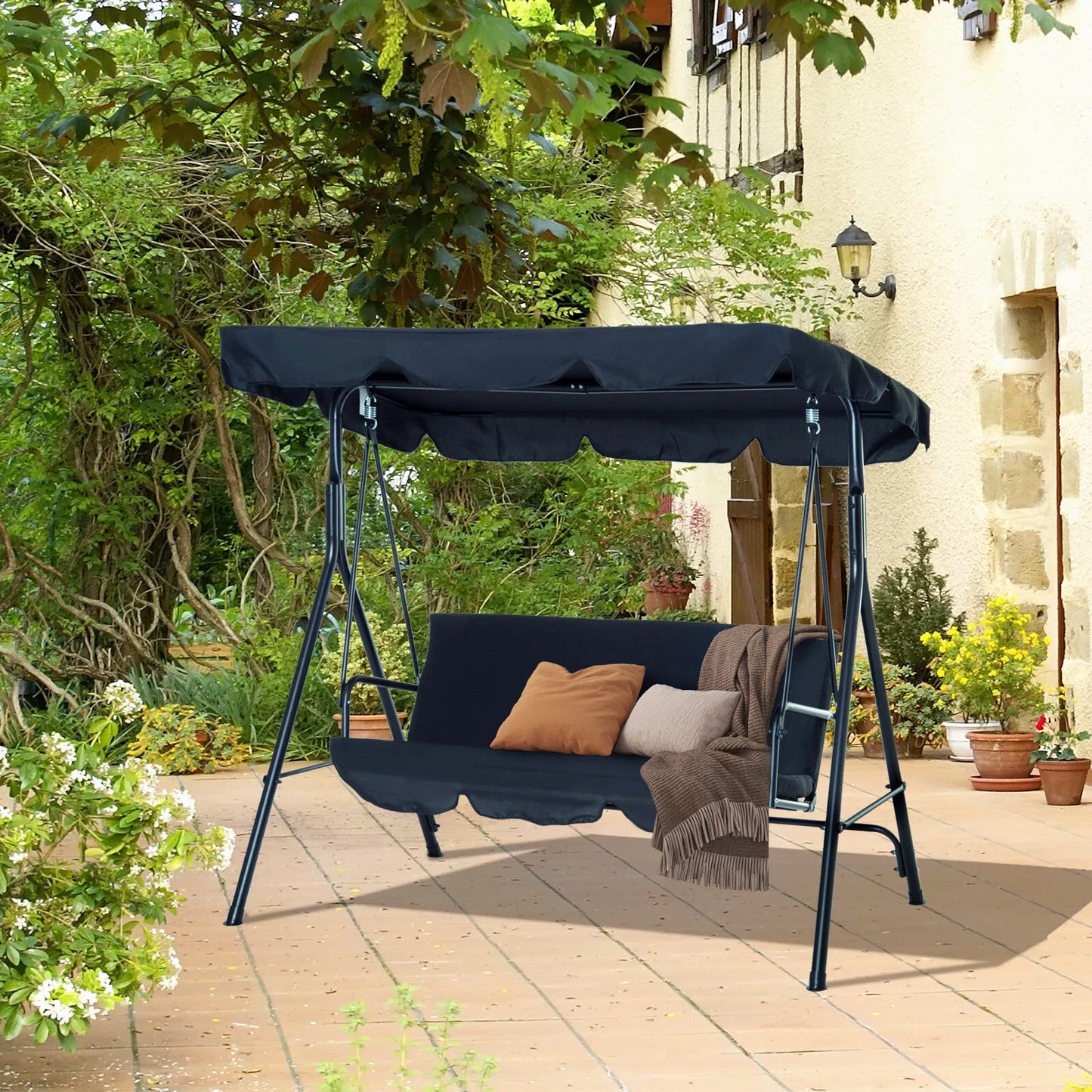 Comfortable Patio Swing With Steel Frame - Pexav