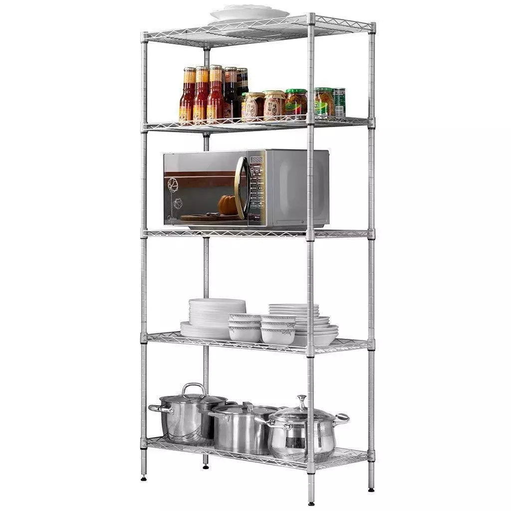 Sturdy 5 Level Metal Storage Shelving Unit - Pexav