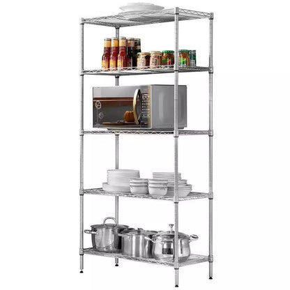 Sturdy 5 Level Metal Storage Shelving Unit - Pexav