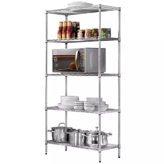 Sturdy 5 Level Metal Storage Shelving Unit - Pexav