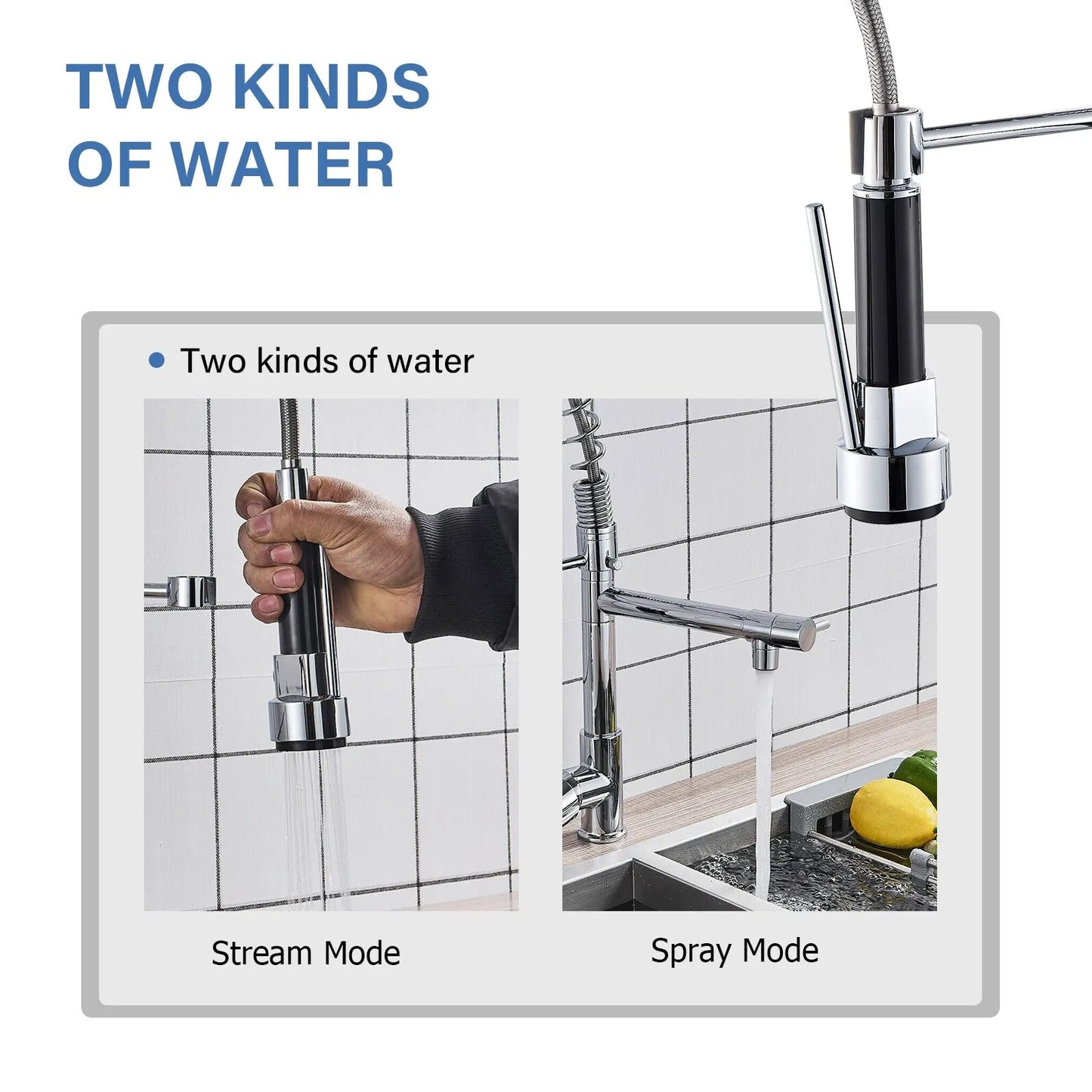 Stainless Steel One Handle Kitchen Faucet With Spray Nozzle