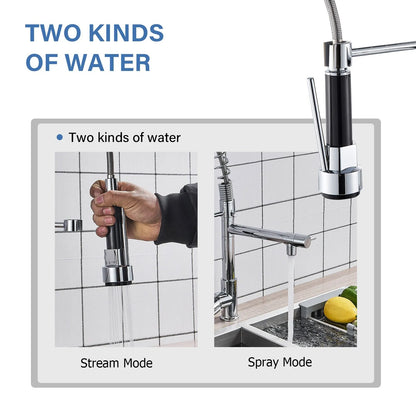 Stainless Steel One Handle Kitchen Faucet With Spray Nozzle