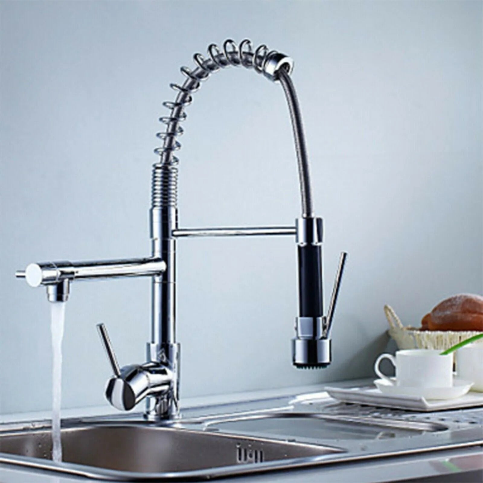 Stainless Steel One Handle Kitchen Faucet With Spray Nozzle - Pexav