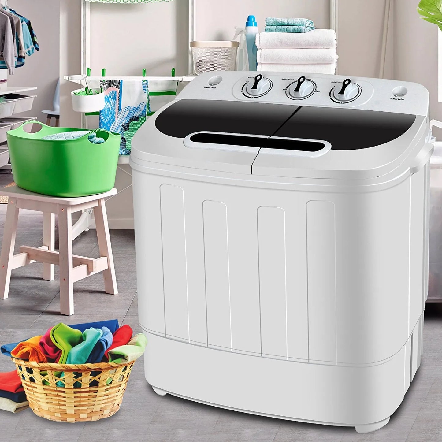 Compact Double Drum Portable Washer