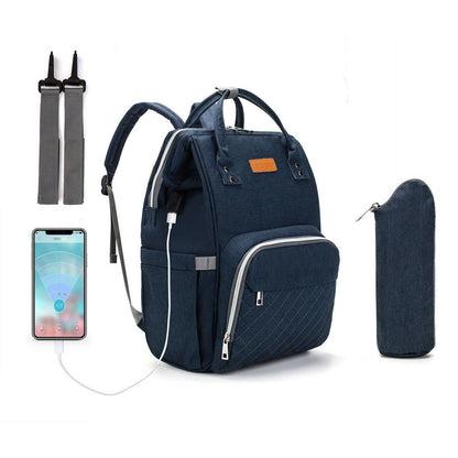USB Baby Diaper Bag With Feeding Bottle Bag - Until Times Up