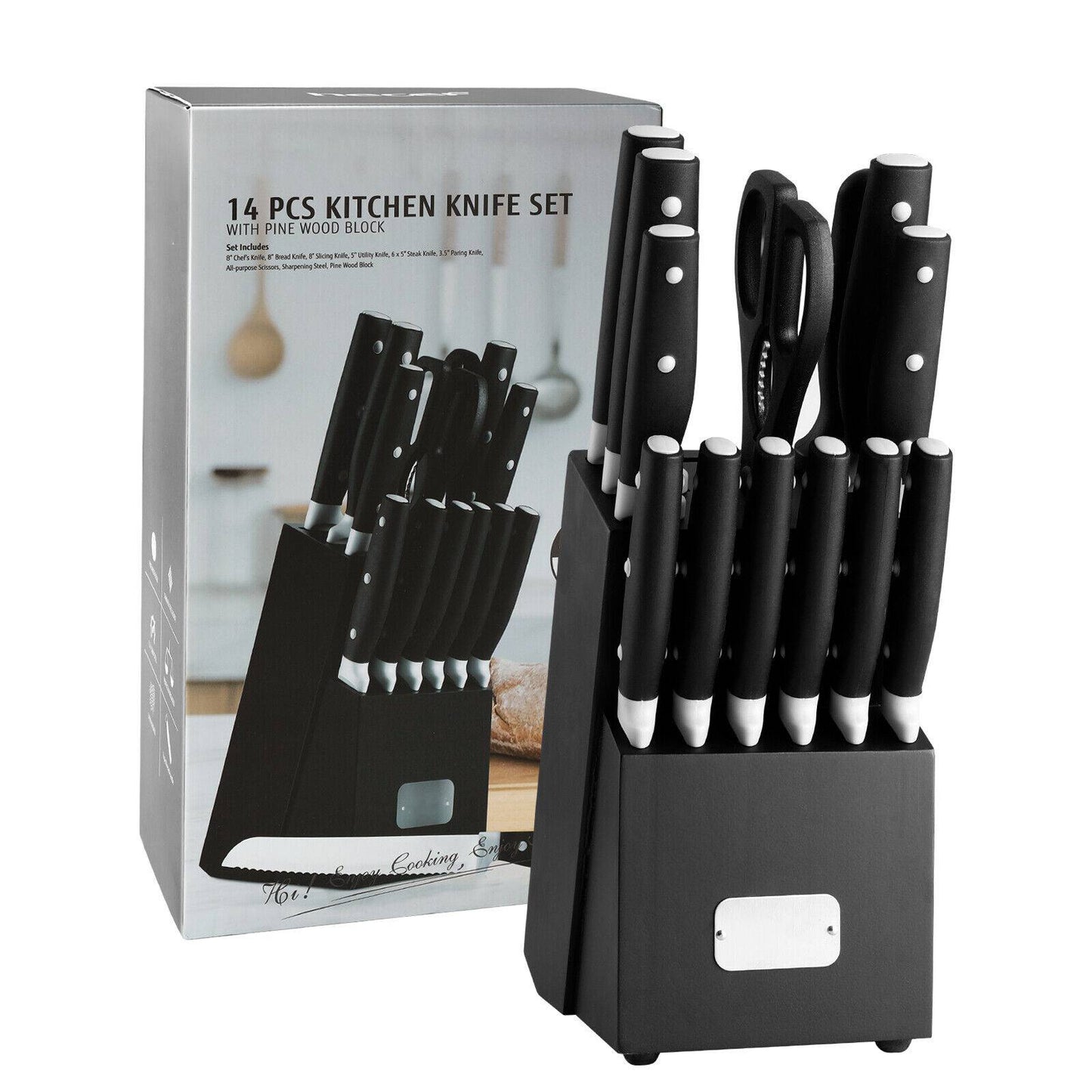 Complete Kitchen Knife Set with Sharpener Block
