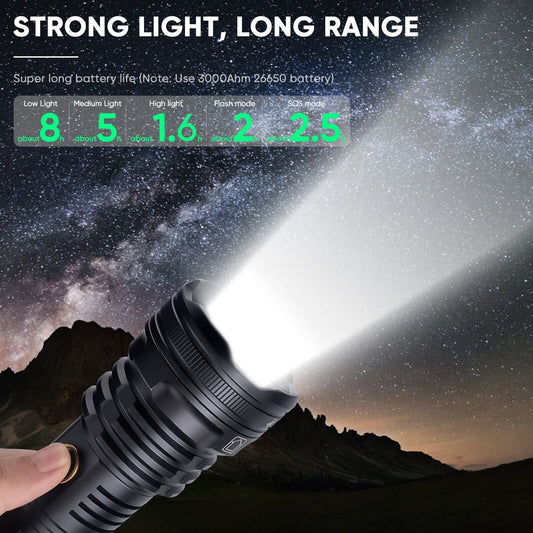 Bright LED Portable Flashlight - Rechargeable & Water Resistant - Pexav