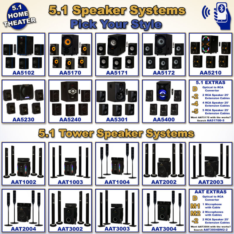Wireless Home Theater 5.1 Speaker System Surround Sound