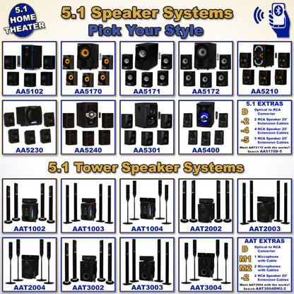 Wireless Home Theater 5.1 Speaker System Surround Sound