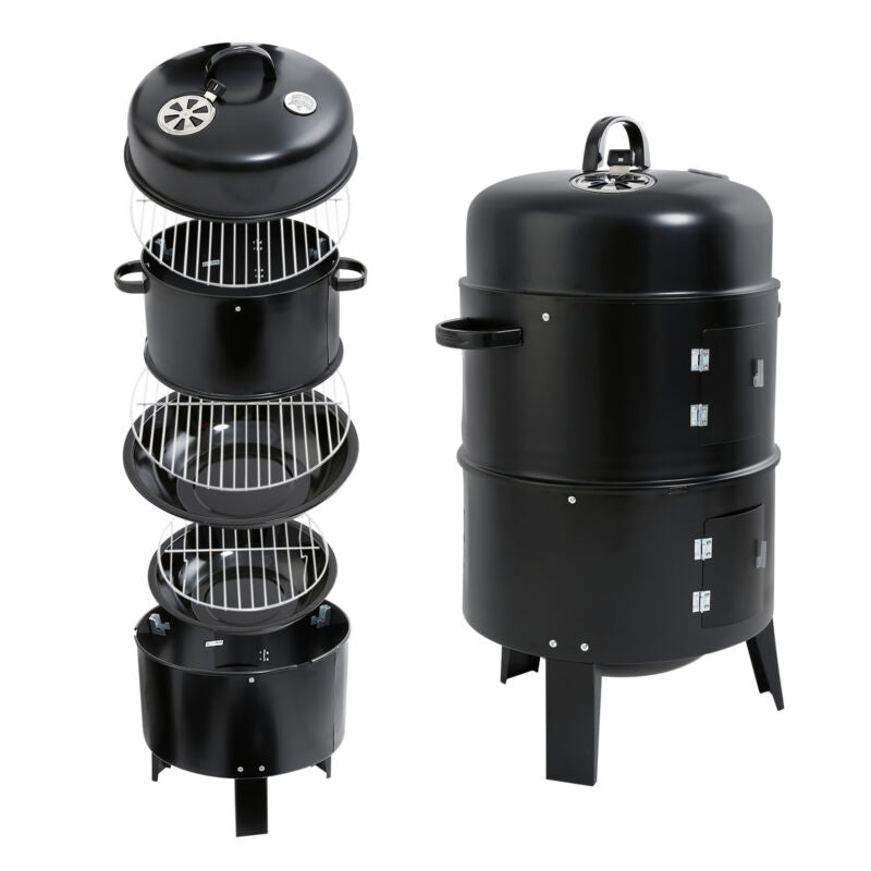 Compact 3-in-1 Outdoor BBQ Smoker Grill Set - Pexav