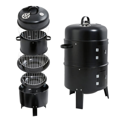 Compact 3-in-1 Outdoor BBQ Smoker Grill Set - Pexav