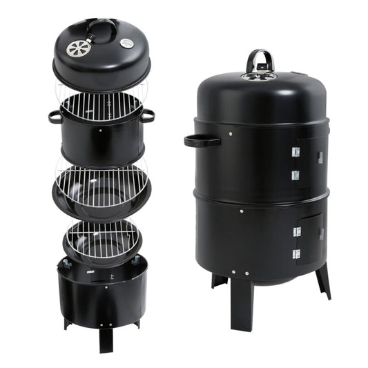Compact 3-in-1 Outdoor BBQ Smoker Grill Set - Pexav