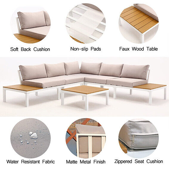 Comfortable Garden Patio Sectional Sofa Set with Table