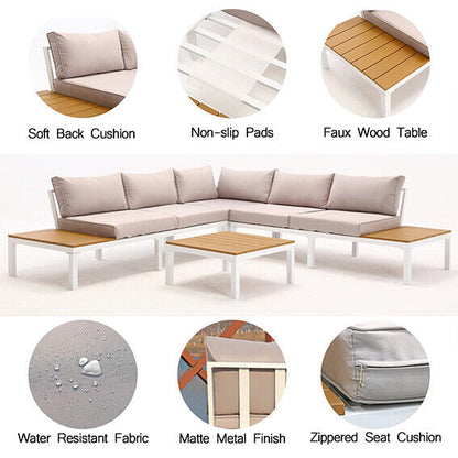 Comfortable Garden Patio Sectional Sofa Set with Table