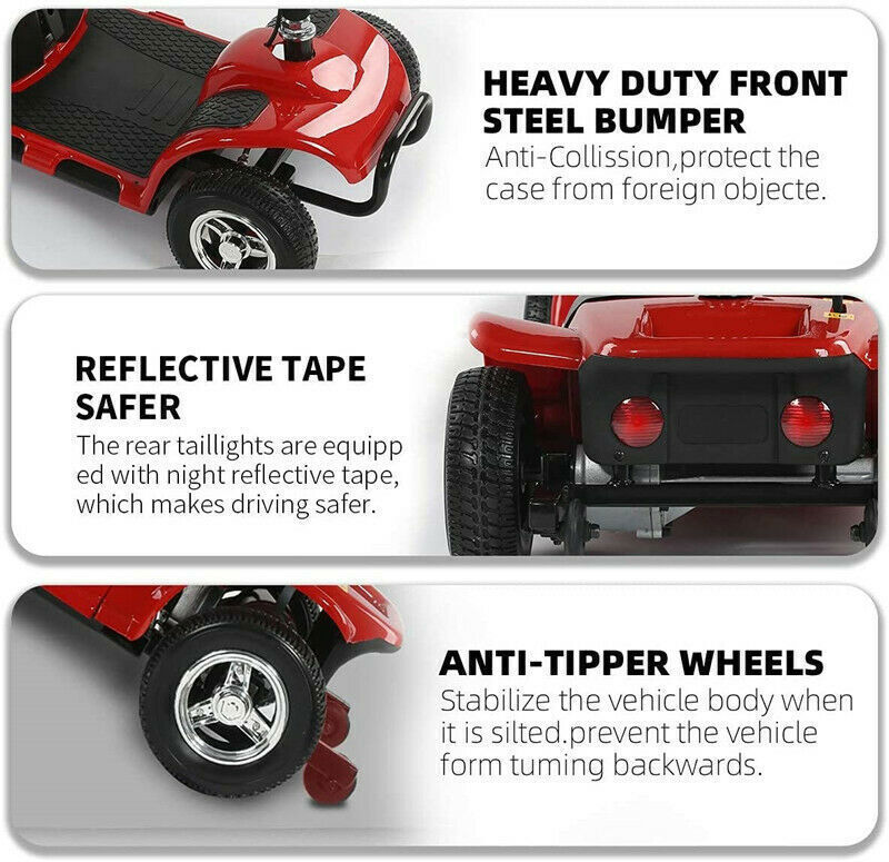 Sturdy 4 Wheel Senior Mobility Scooter 180W Power Drive