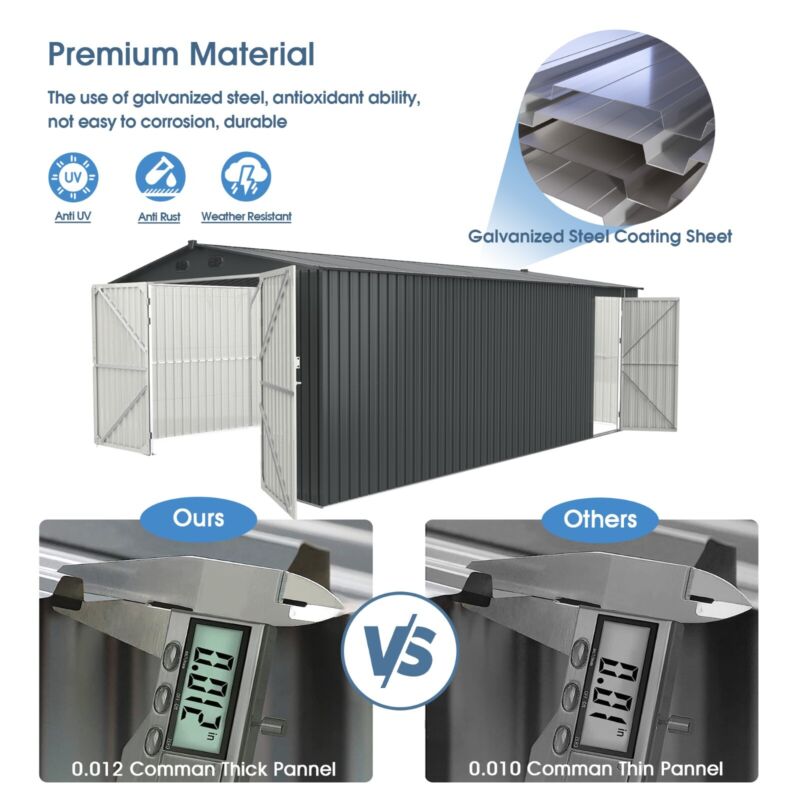 Strong Metal Outdoor Storage Shed 20x10 Feet Durable Garage