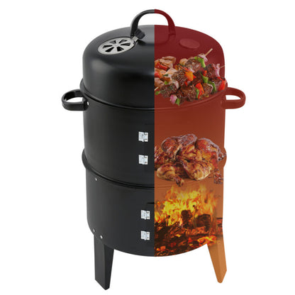 Compact 3-in-1 Outdoor BBQ Smoker Grill Set