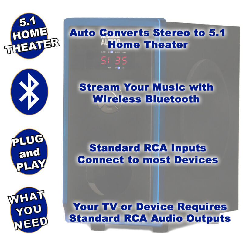 Wireless Home Theater 5.1 Speaker System Surround Sound
