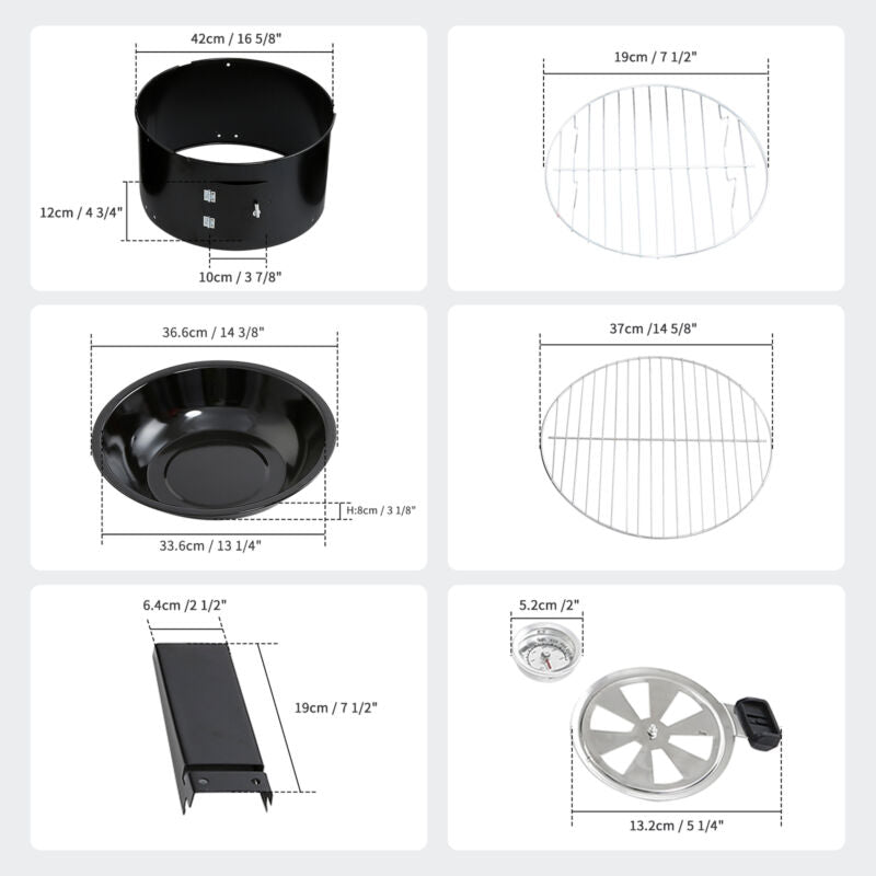 Compact 3-in-1 Outdoor BBQ Smoker Grill Set