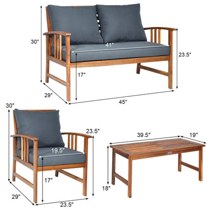 Comfortable 4pc Outdoor Patio Furniture Set with Cushions