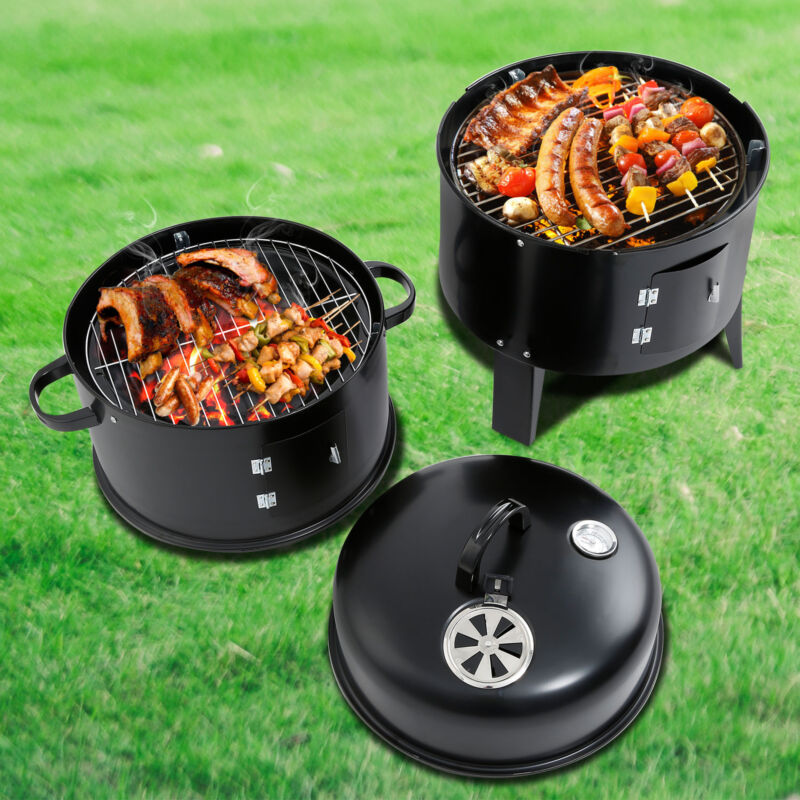 Compact 3-in-1 Outdoor BBQ Smoker Grill Set