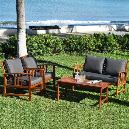 Comfortable 4pc Outdoor Patio Furniture Set with Cushions