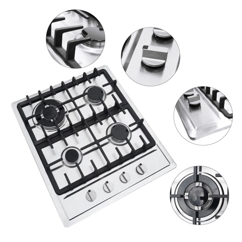 Compact 4 Burner Gas Stove Cooktop for Kitchen Use