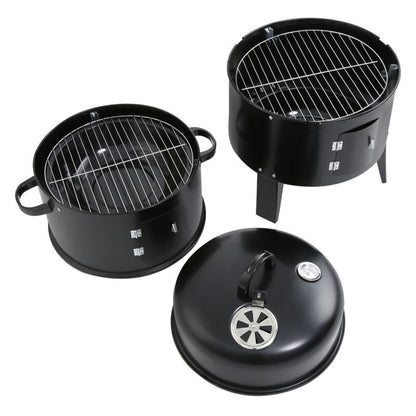 Compact 3-in-1 Outdoor BBQ Smoker Grill Set