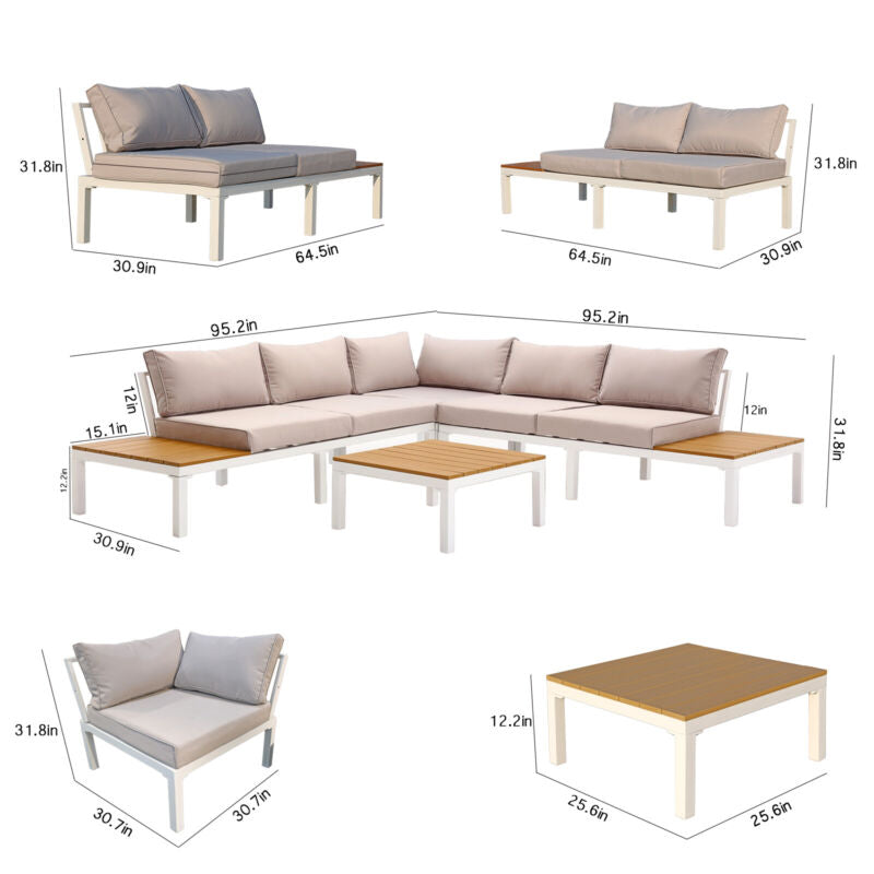 Comfortable Garden Patio Sectional Sofa Set with Table